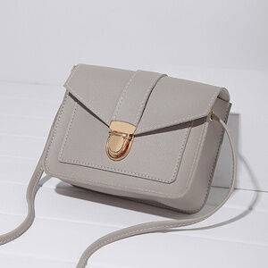 NEW Light Gray Vegan Leather Crossbody Handbag